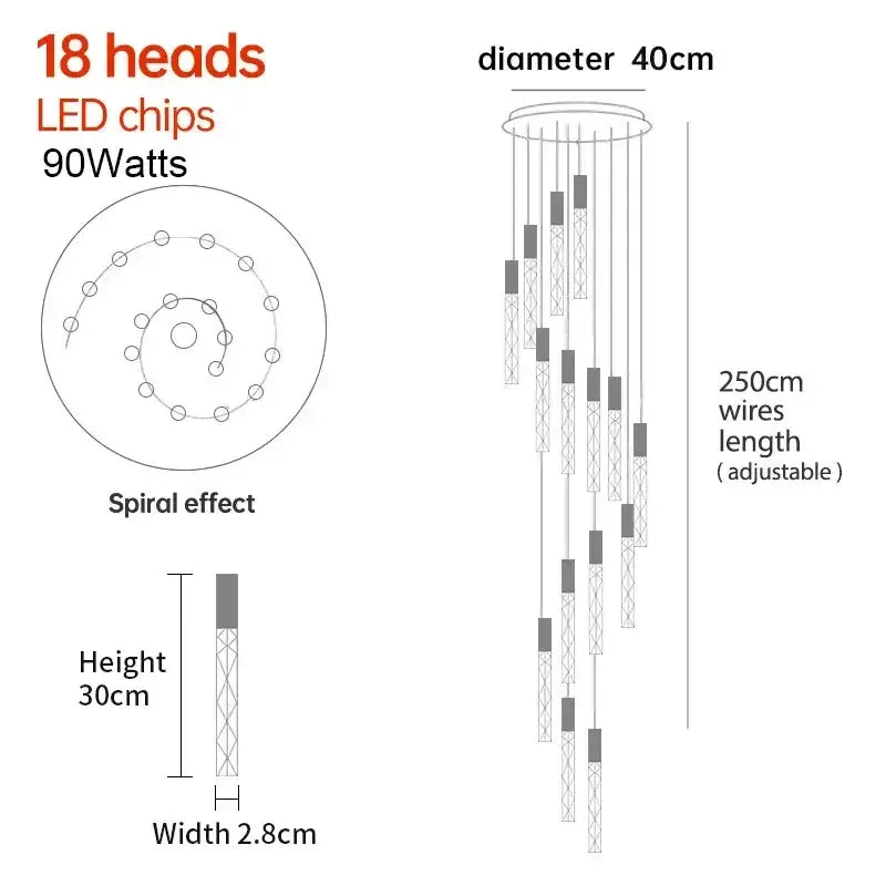 Crystal LED 36-Head Living Room Pendant Light