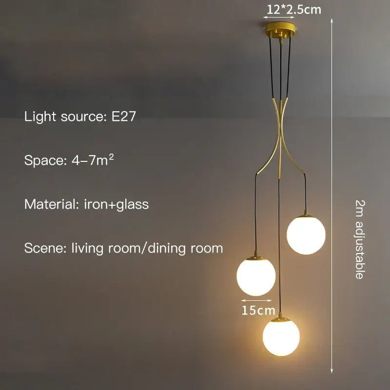Glass Ball Staircase Chandelier