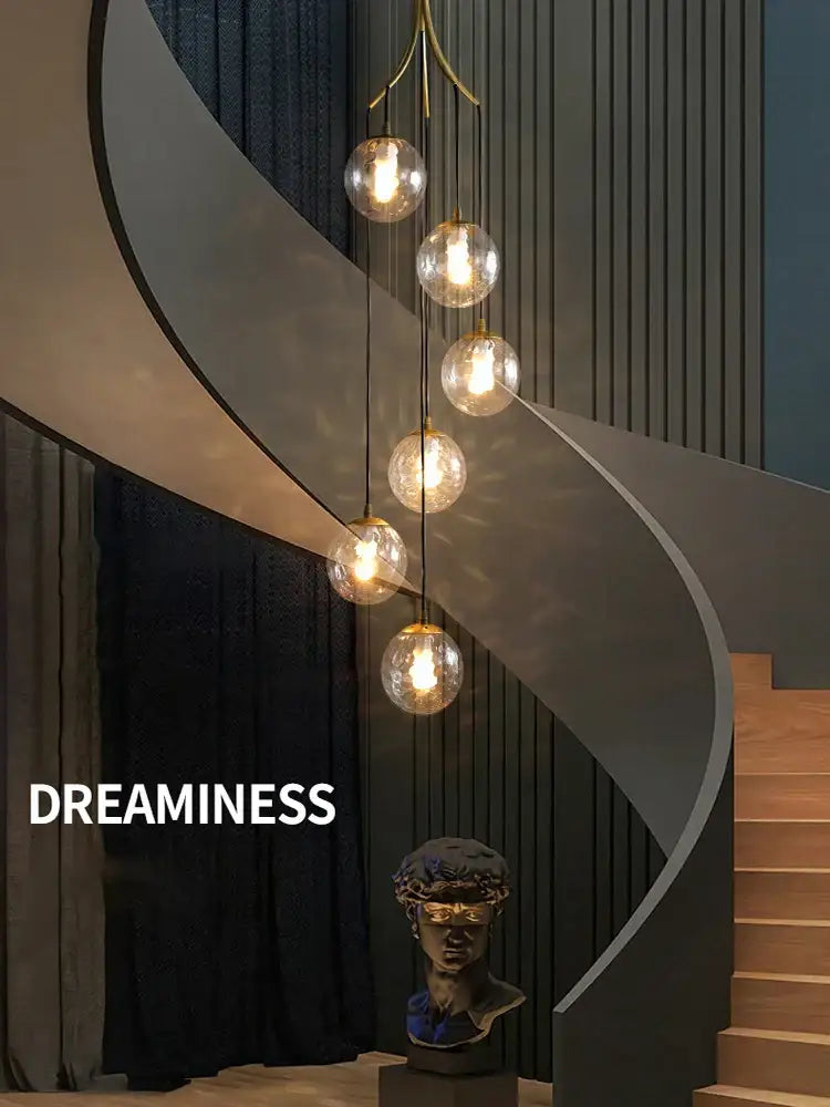 Glass Ball Staircase Chandelier