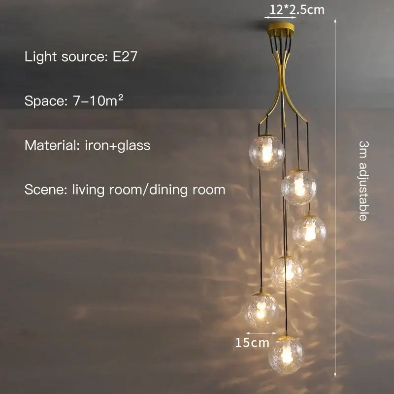 Glass Ball Staircase Chandelier