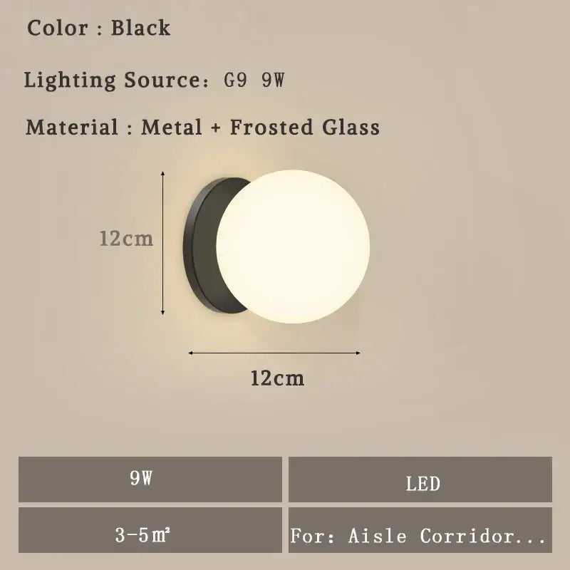 Glass Ball Bedroom Wall Sconce