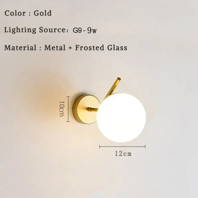 Glass Ball Bedroom Wall Sconce