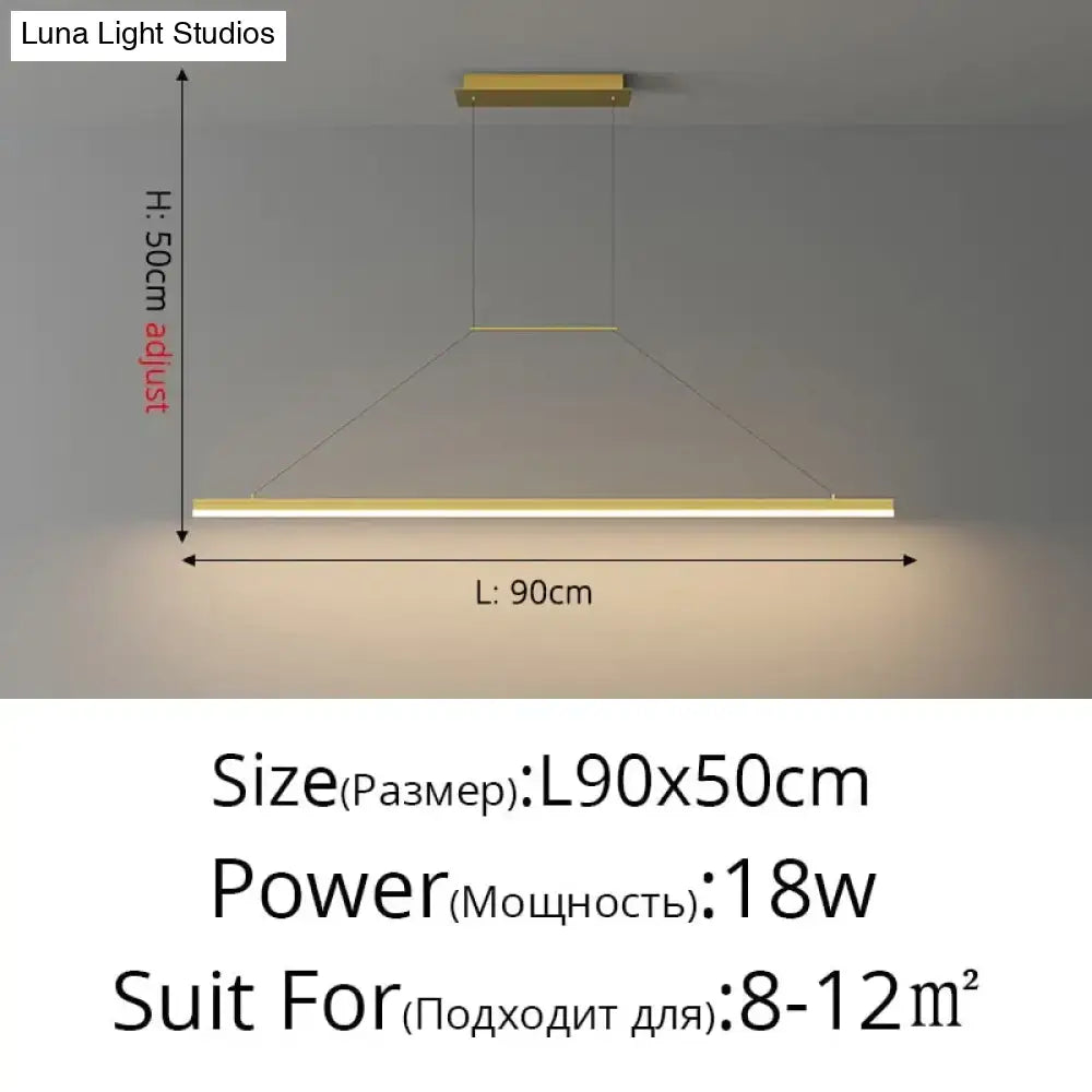 Gold LED Bar Dimmable Remote Pendant Light