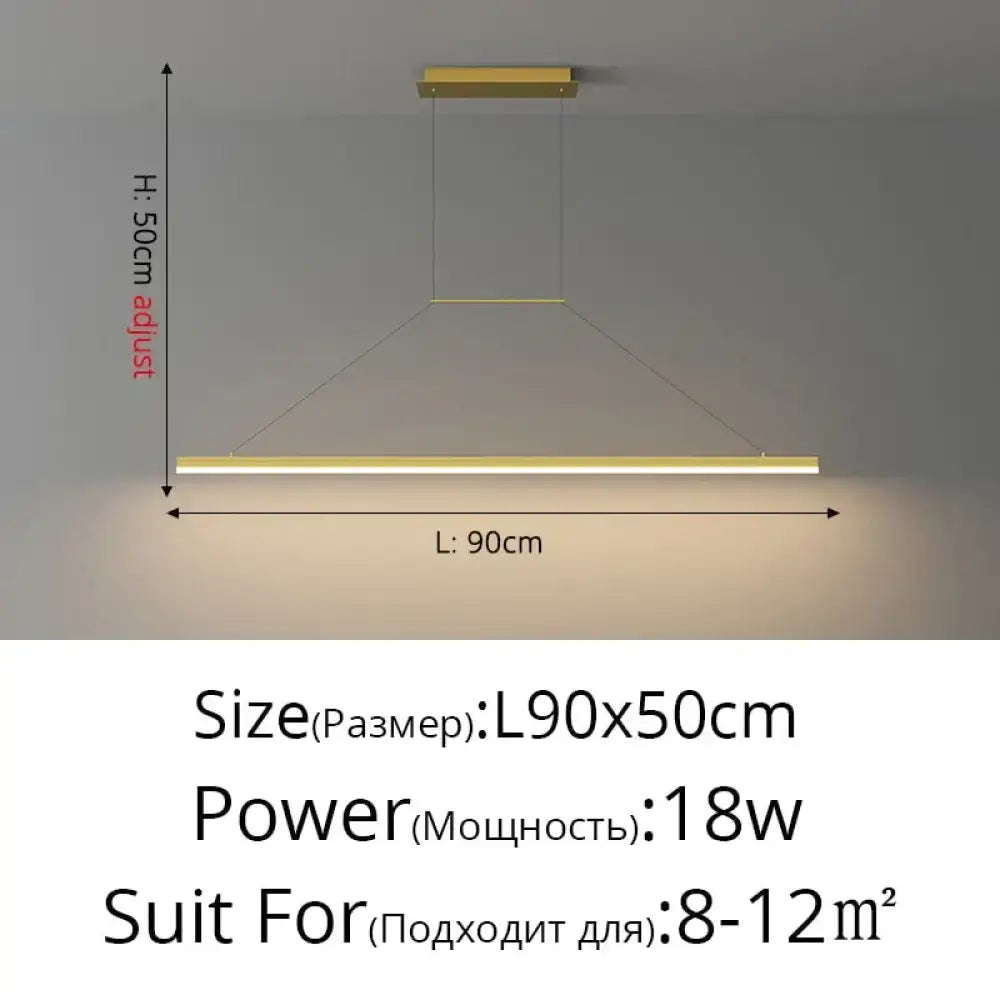 Gold LED Bar Dimmable Remote Pendant Light