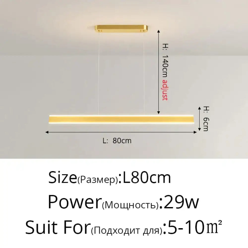 Gold LED Bar Dimmable Remote Pendant Light