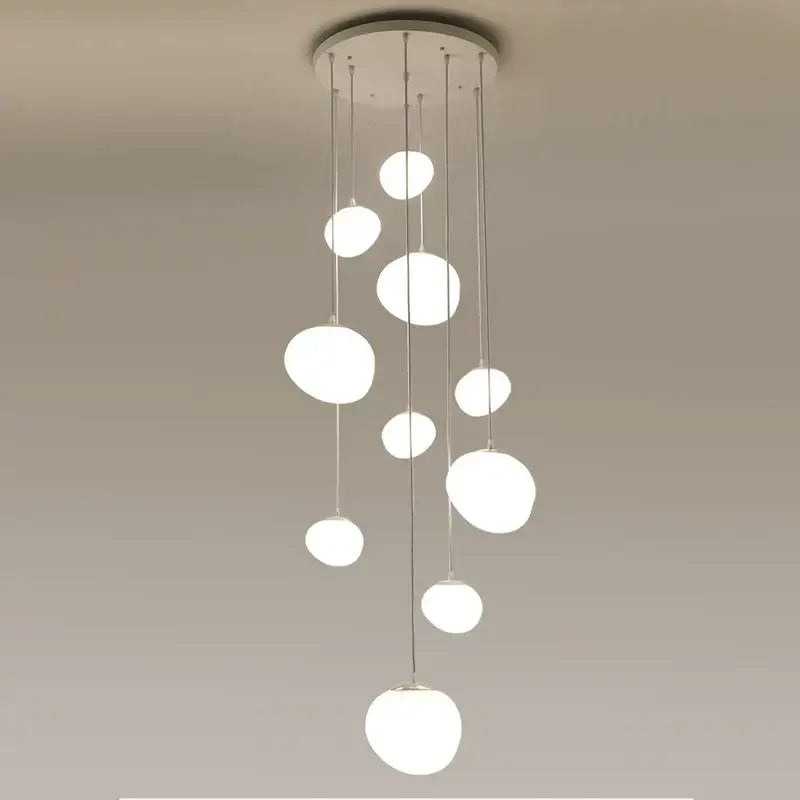 White Cobblestone Glass Pendant