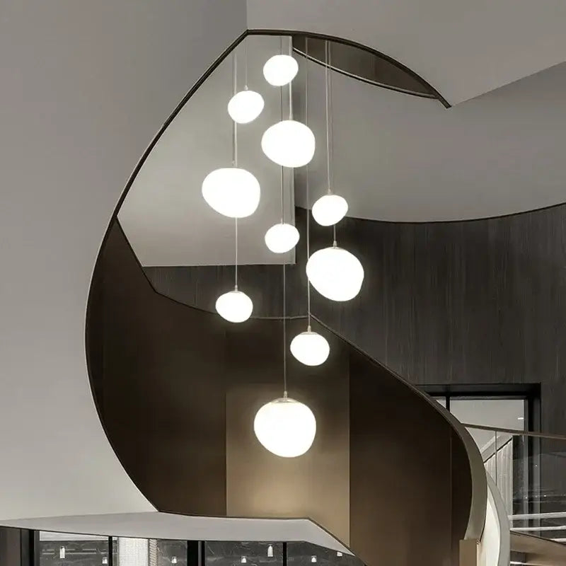 White Glass Ball 30-Head Dining Room Pendant
