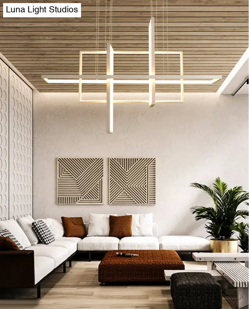 White Rectangular Kitchen Pendant
