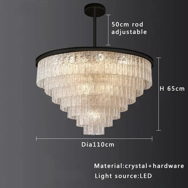 Gold Crystal Glass Chandelier Black or Gold Finish