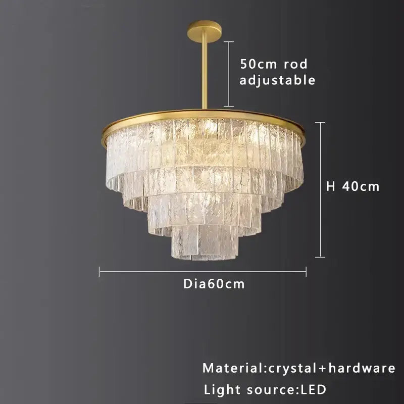 Gold Crystal Glass Chandelier Black or Gold Finish
