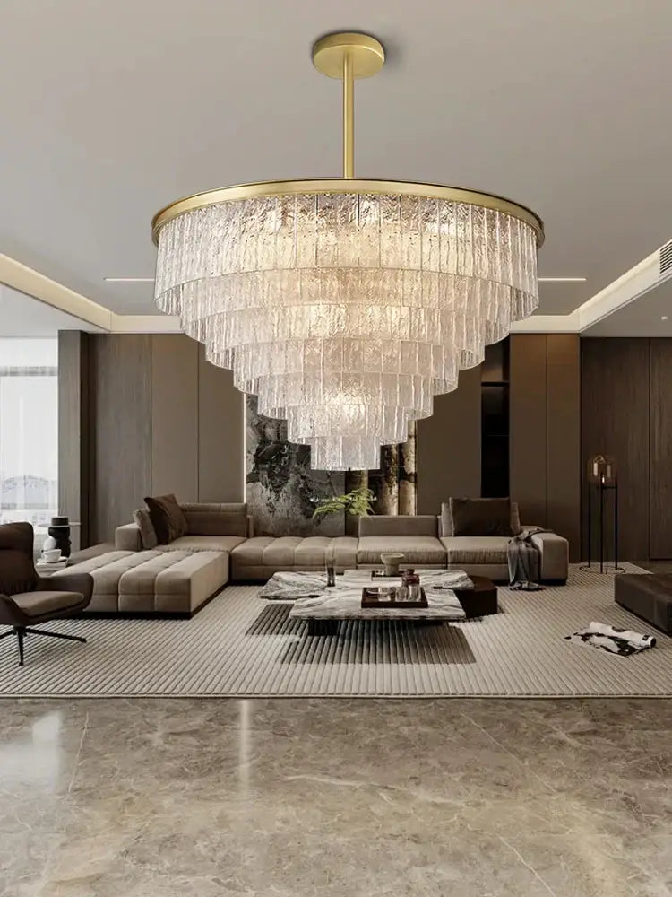 Gold Crystal Glass Chandelier Black or Gold Finish