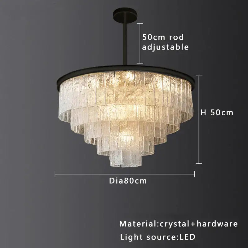 Gold Crystal Glass Chandelier Black or Gold Finish