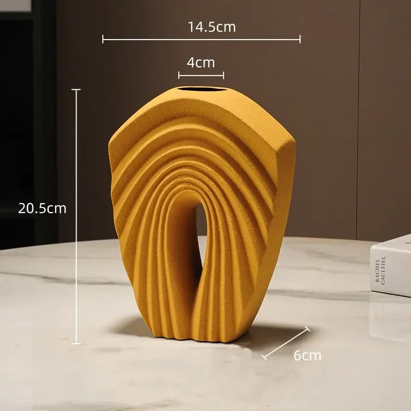 Yellow Geometric Ceramic Vase