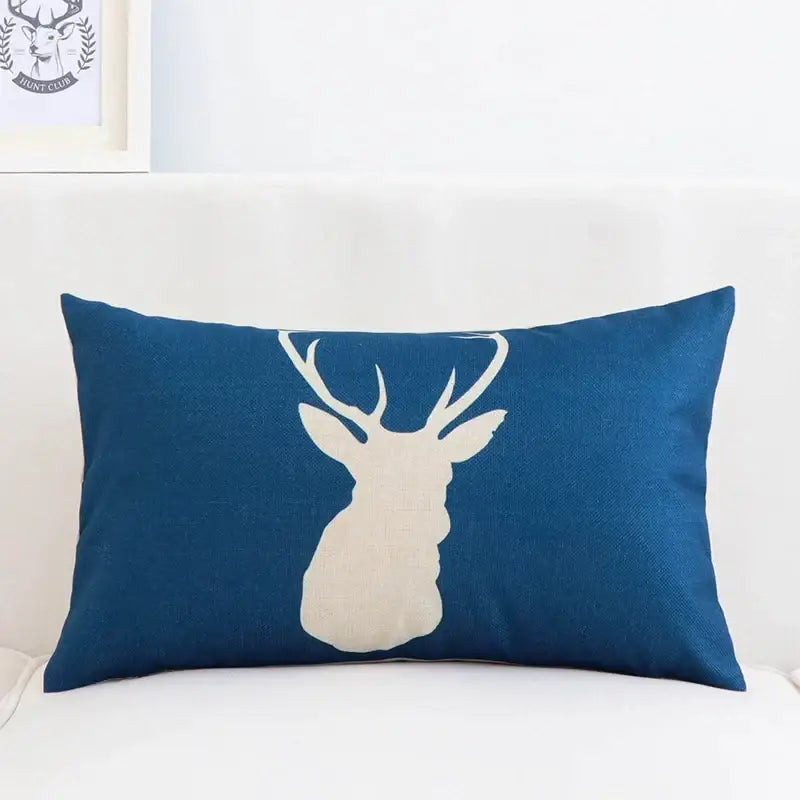Navy Geometric Elk Pillow