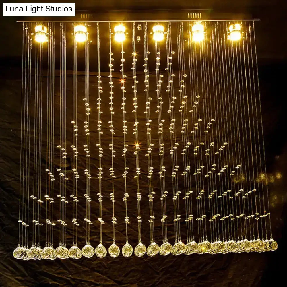 Nickel Crystal Ball Chandelier