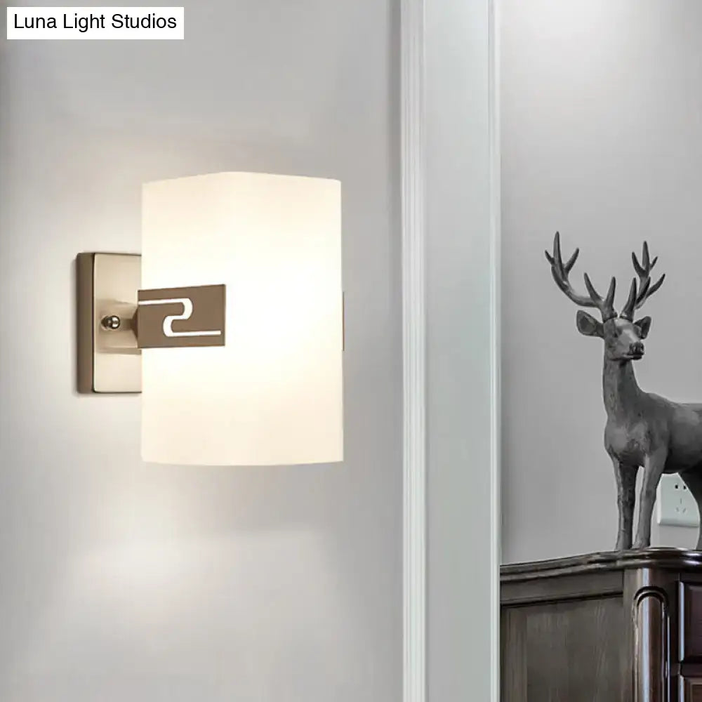 Nickel Cuboid Glass Sconce