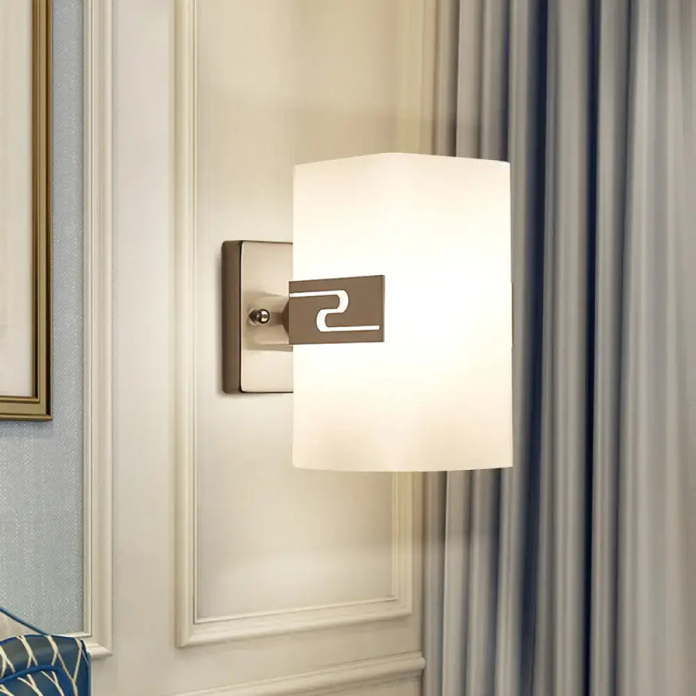 Nickel Cuboid Glass Sconce