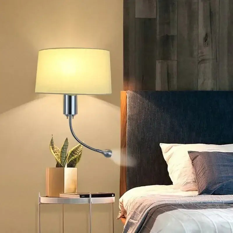 Beige Fabric Wall Lamp Nordic Reading Style