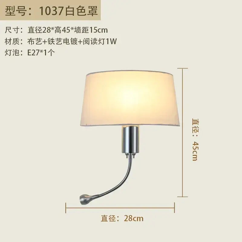 Beige Fabric Wall Lamp Nordic Reading Style