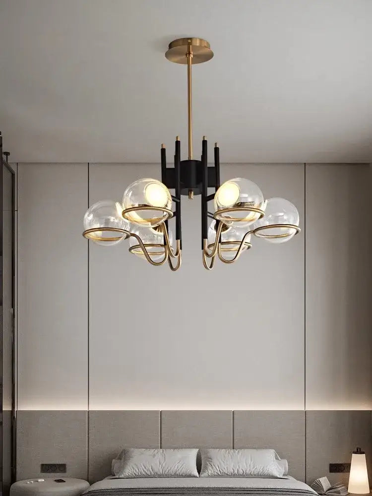 Black Gold Glass Ball Pendant Light