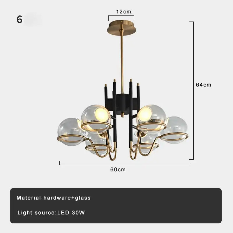 Black Gold Glass Ball Pendant Light