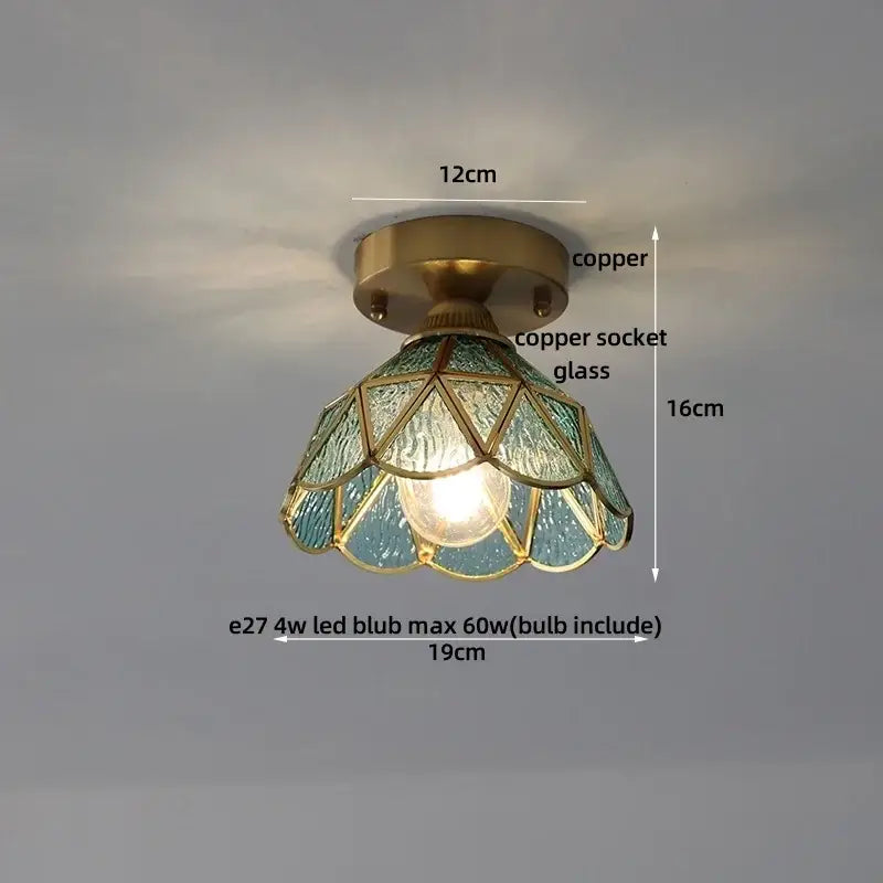 Brass Diamond Glass Ceiling Light
