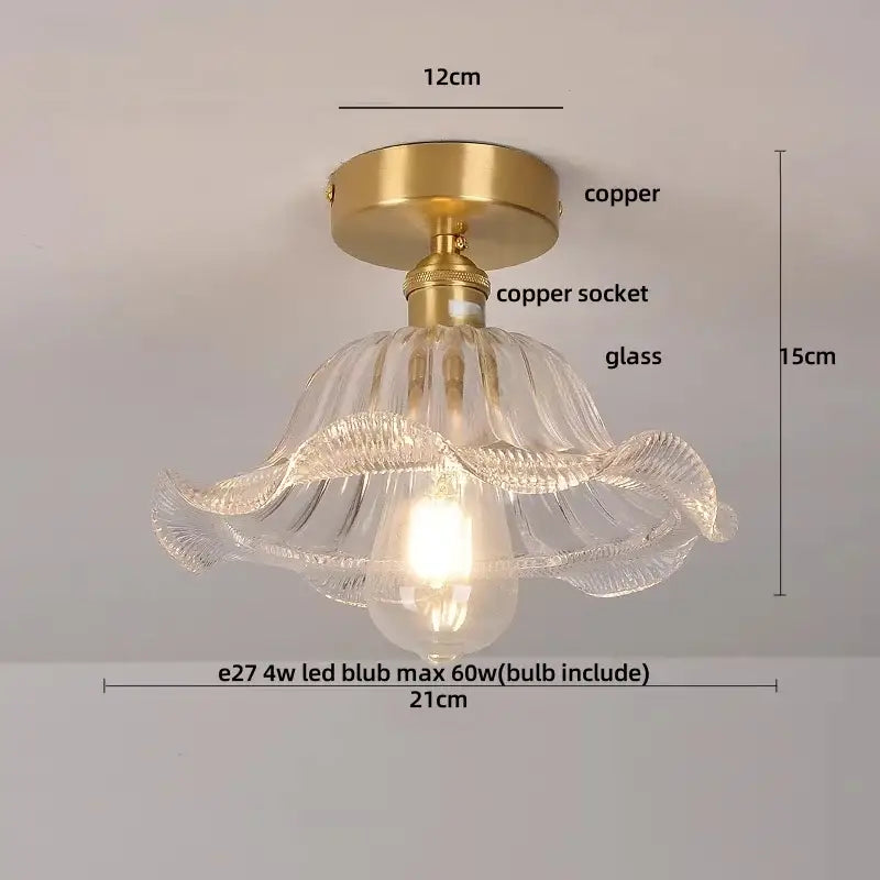 Brass Diamond Glass Ceiling Light