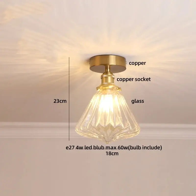 Brass Diamond Glass Ceiling Light