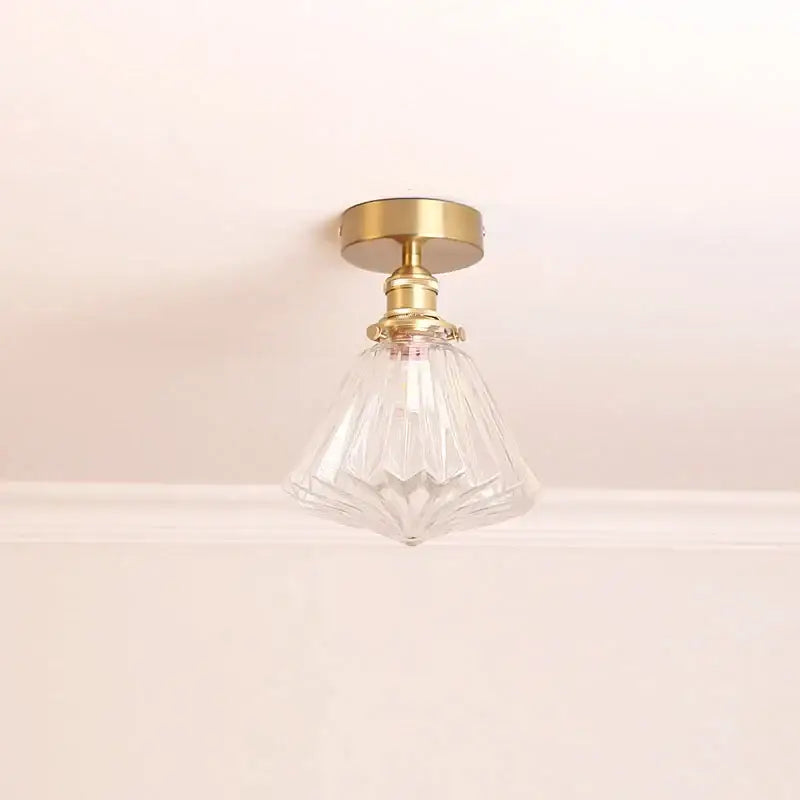 Brass Diamond Glass Ceiling Light