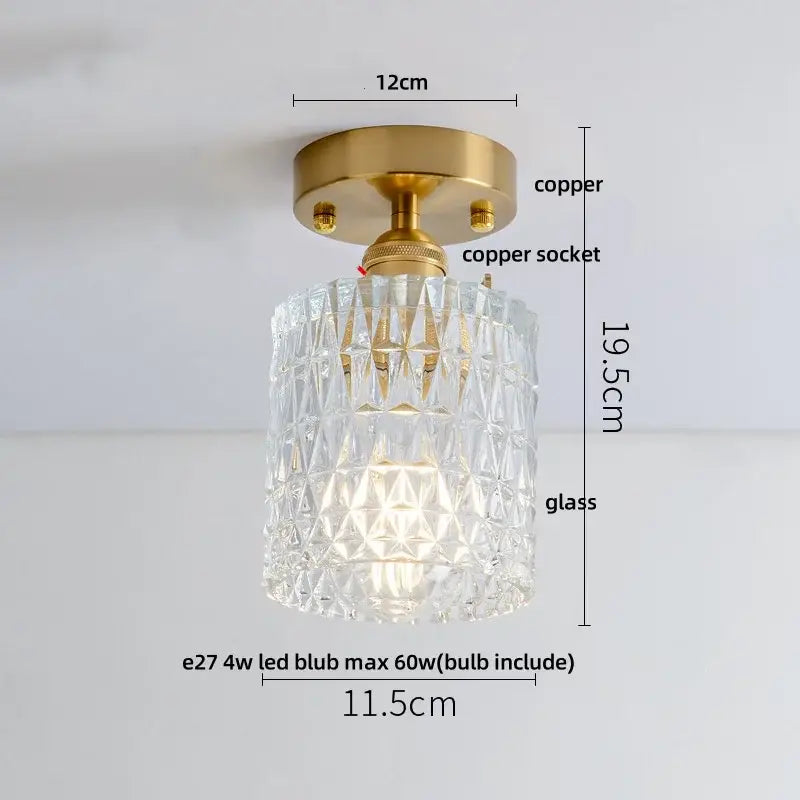 Brass Diamond Glass Ceiling Light