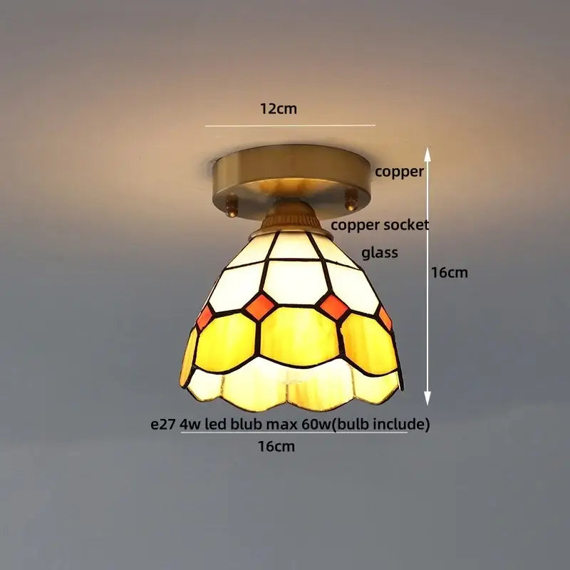 Brass Diamond Glass Ceiling Light