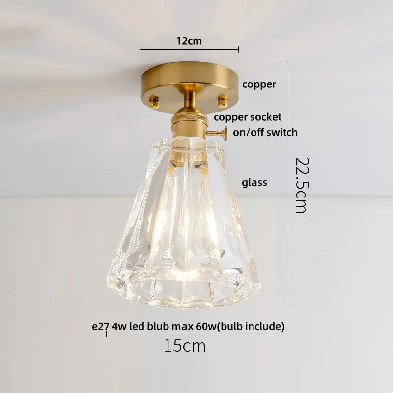 Clear Glass Gold Ceiling Light