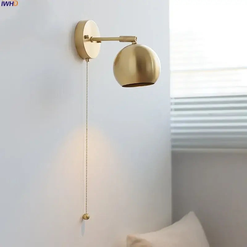 Copper Pull Chain Wall Light