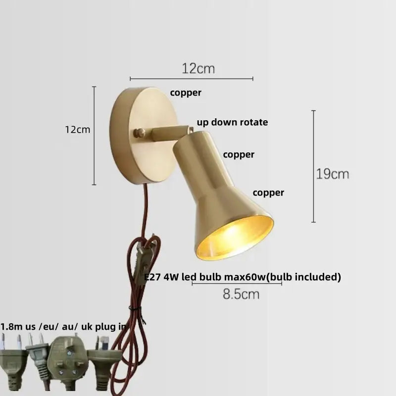 Copper Pull Chain Wall Light
