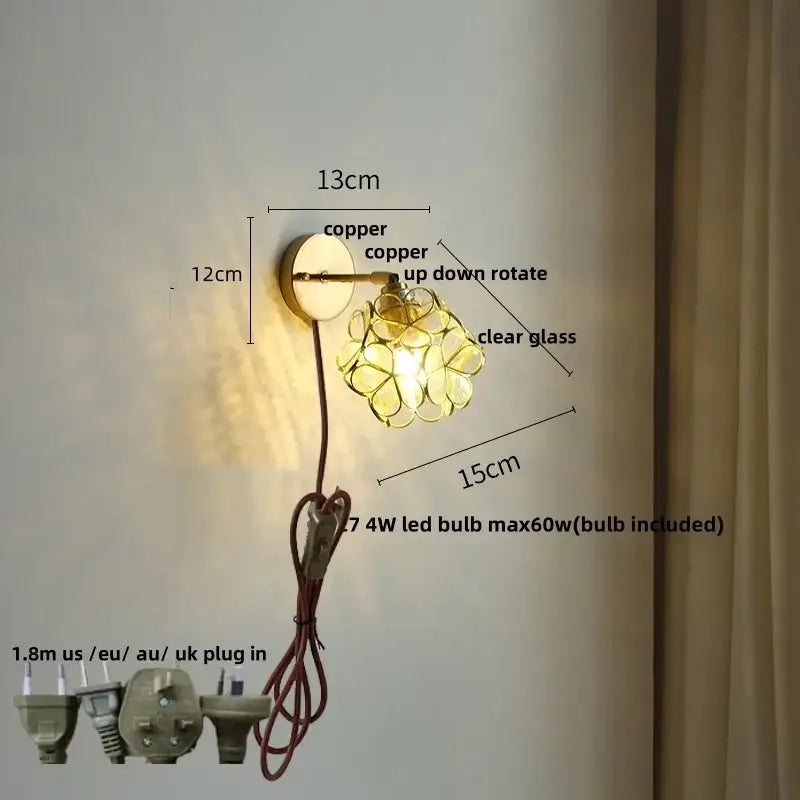 Copper Pull Chain Wall Light