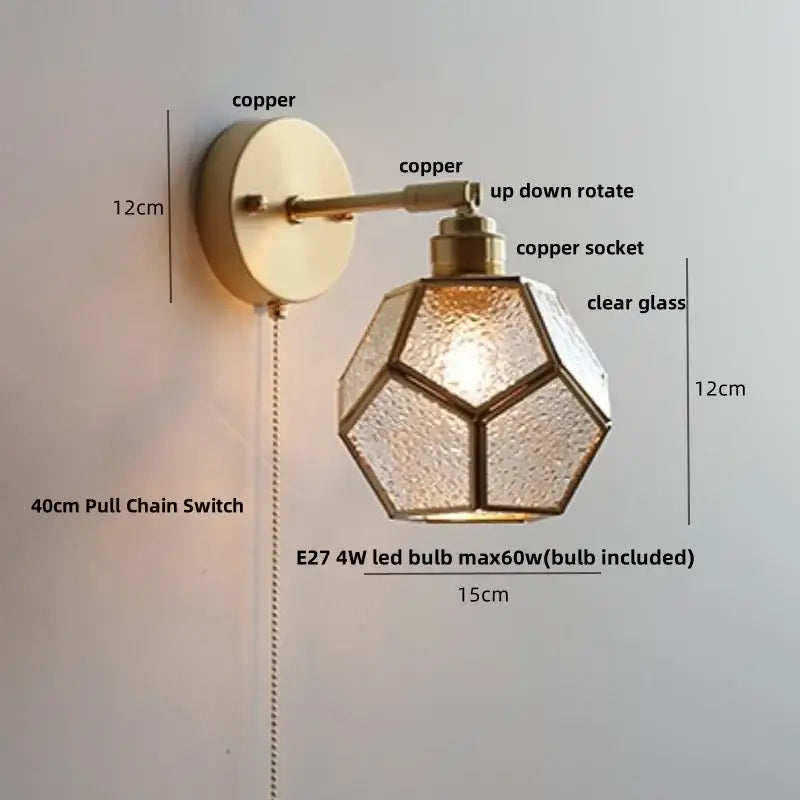 Copper Pull Chain Wall Light
