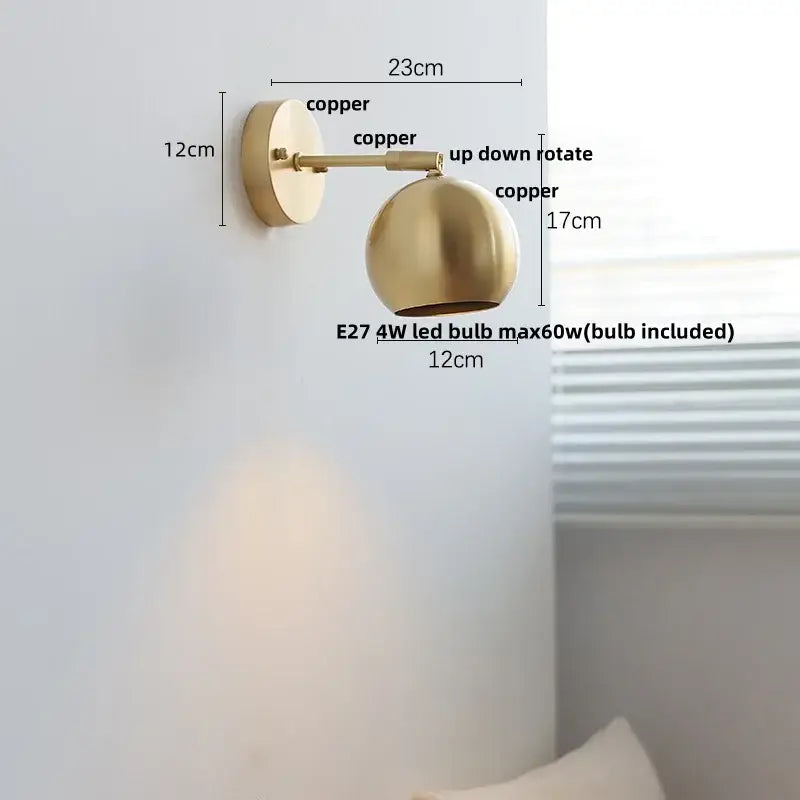 Copper Pull Chain Wall Light