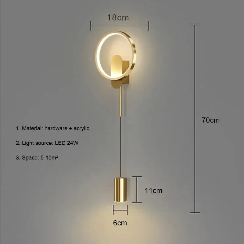 Gold Circular Wall Sconce