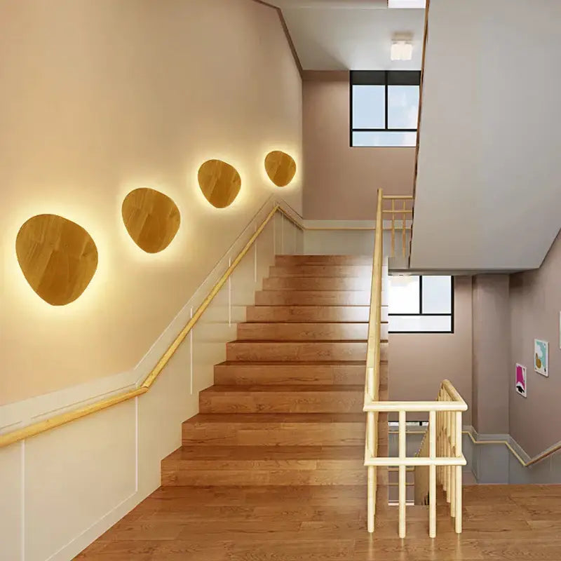 Round Wooden Wall Lamp