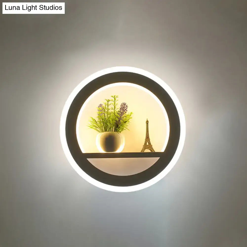 Black Acrylic Built-In Shelf Wall Sconce