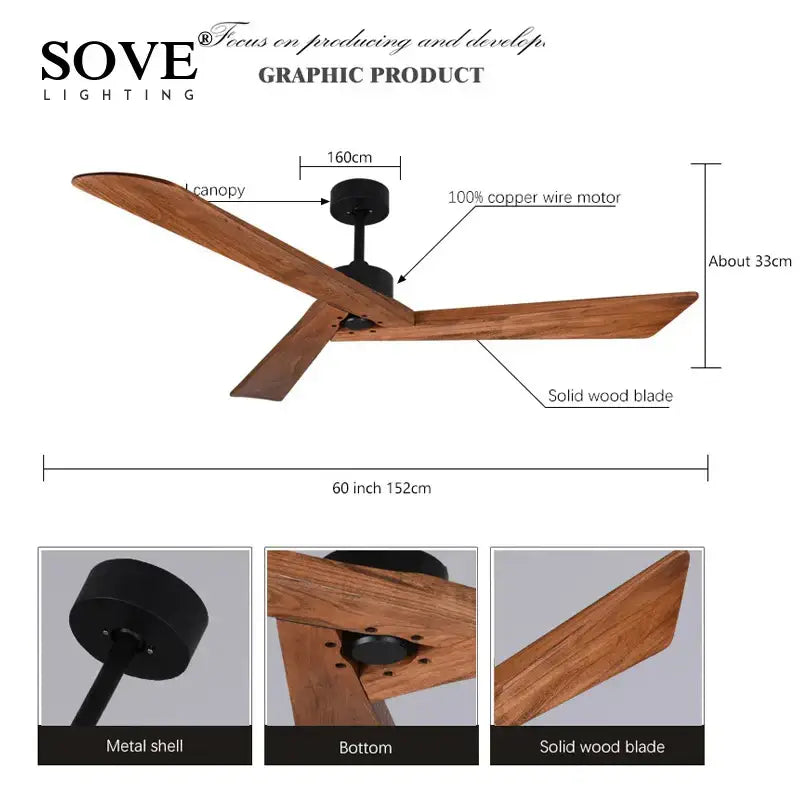 White Wood 60-Inch Blade Ceiling Fan