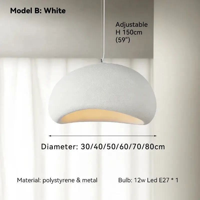 White Ceramic Pendant Light 80cm with LED