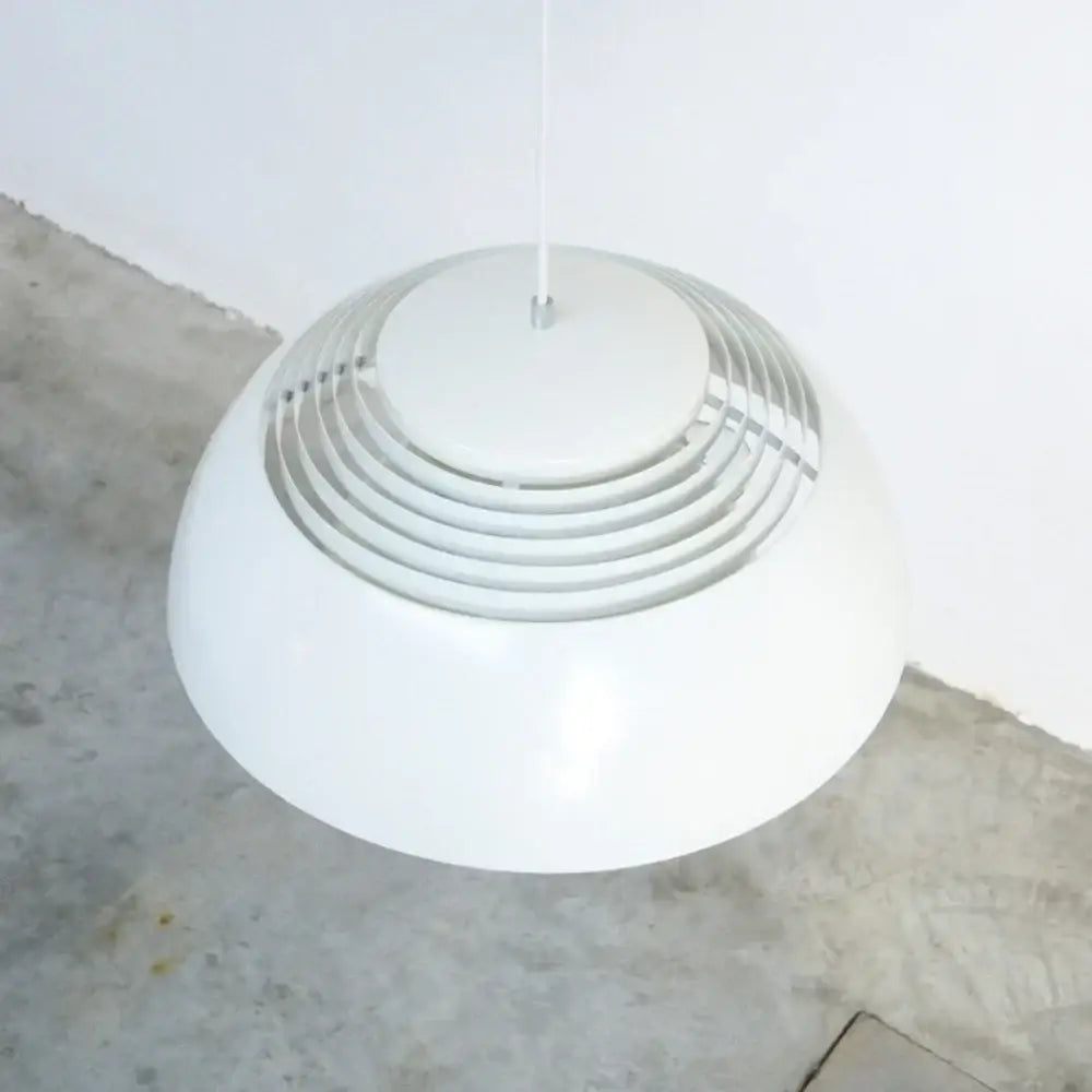 White Glass Ball Pendant with Layered Glass Design