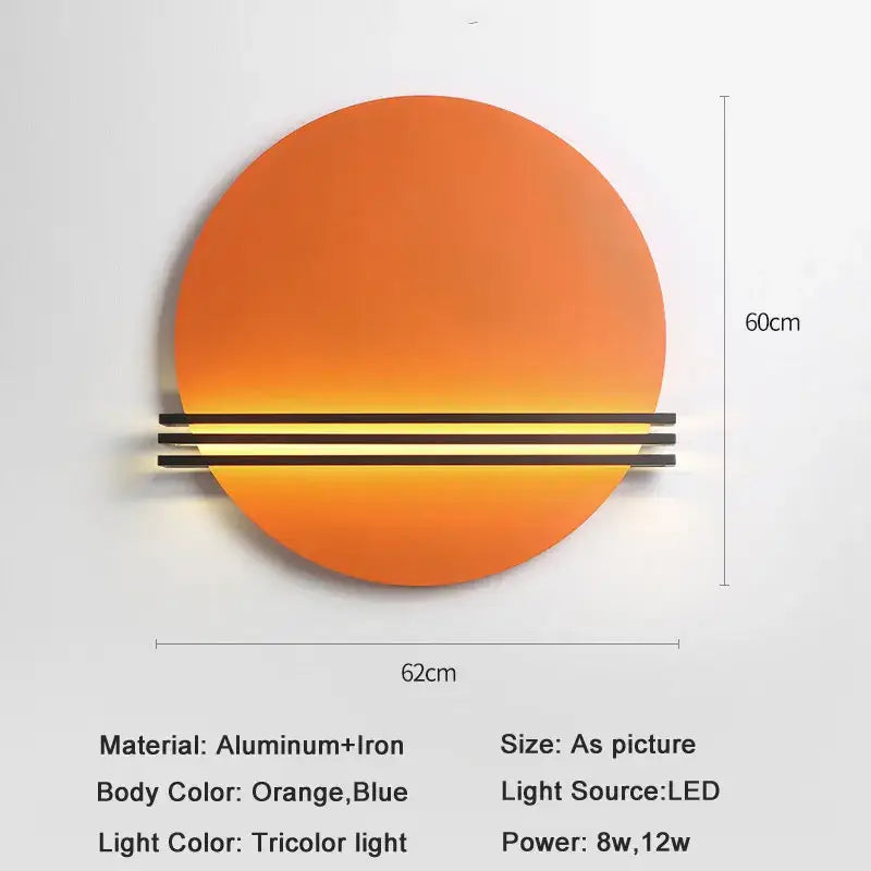 Black Circular Tricolor Wall Lamp