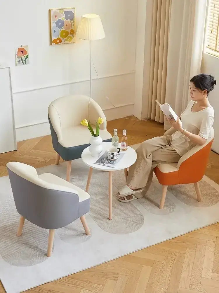Orange Cream Leather Sofa Chair