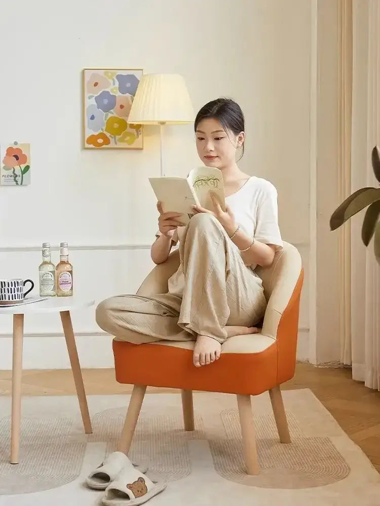 Orange Cream Leather Sofa Chair