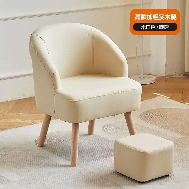 Orange Cream Leather Sofa Chair