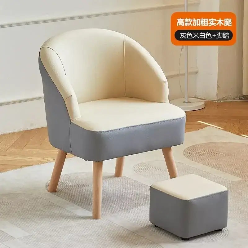 Orange Cream Leather Sofa Chair