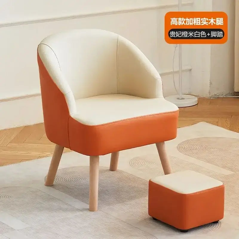 Orange Cream Leather Sofa Chair