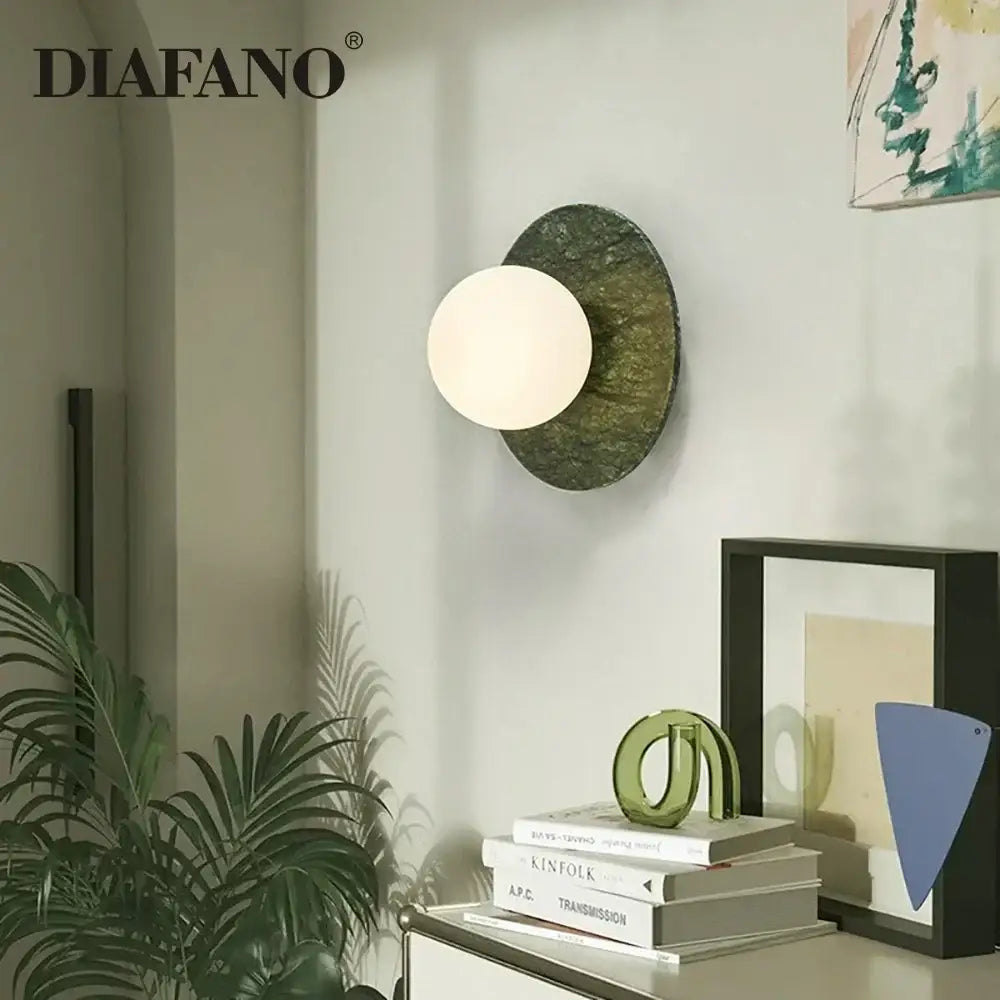 Green Marble Wall Sconce with Tricolor LED